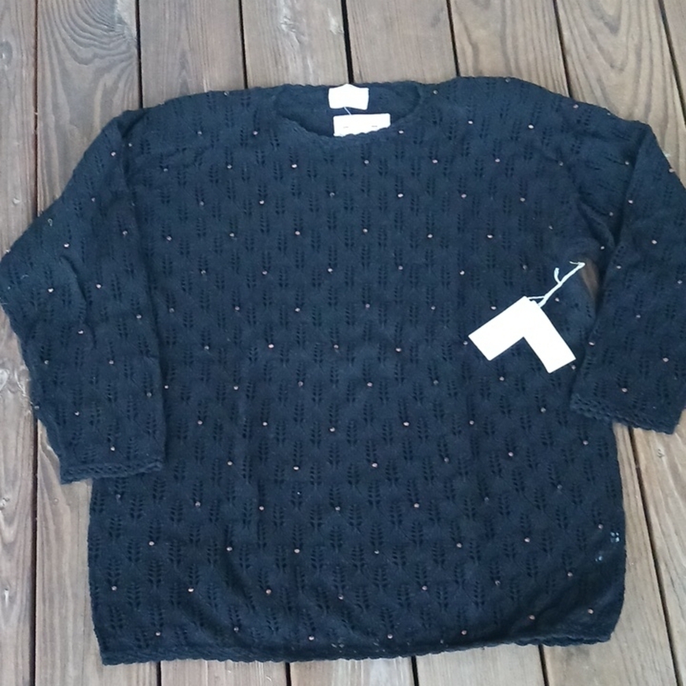 Marisa Christina II black crocheted sweater size 2X
